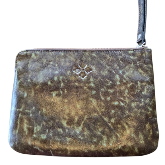 Patricia Nash Cassoni Brown Turquoise Tooled Leather Zip Wristlet Clutch - Picture 4 of 7